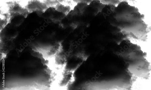 Dark cumulonimbus clouds against a bright white background