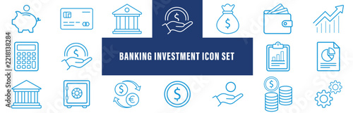 Wealth management and fintech solid icon set. Includes symbols for Investment Portfolio, Tax Strategy, and Retirement. Vector icons for banking UI, corporate accounting, and financial brokers.