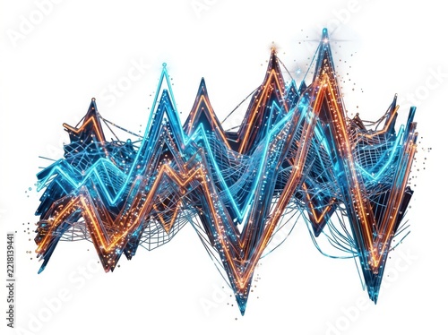 Market Volatility, Fluctuating chart with glowing data points