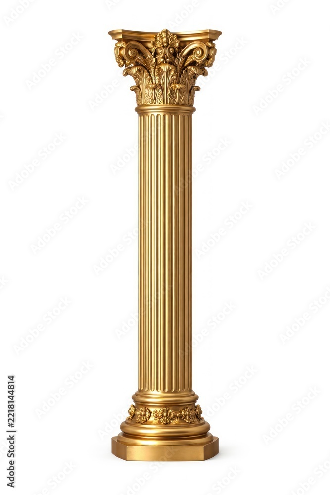 Naklejka premium Ornate golden Corinthian column with intricate floral designs.