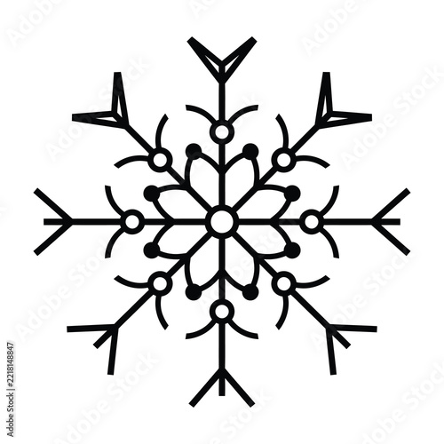 Black snowflake outline and corner border design on white background