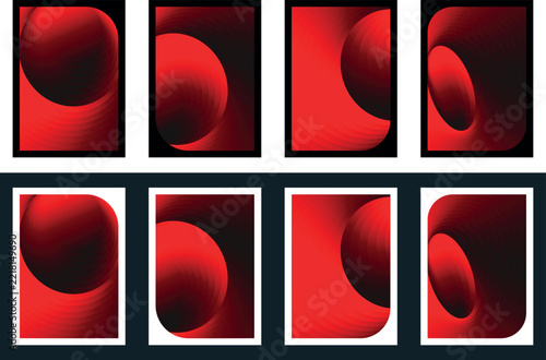 Abstract Red and Black Gradient Shapes vector illustration featuring geometric circular tunnels for modern branding