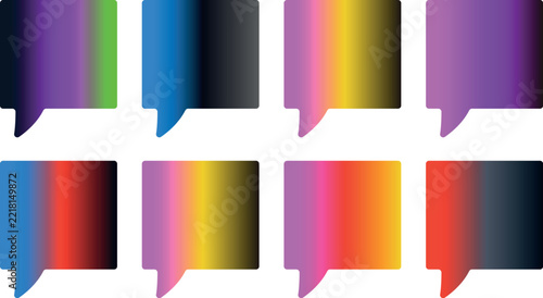 Colorful Gradient Speech Bubble Vector Graphic Set with Vibrant Message Balloons for App Interface Design