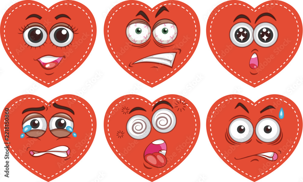 Fototapeta premium set of red hearts