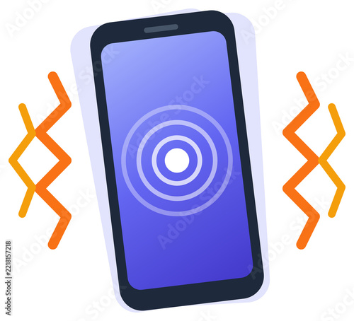 Smartphone vibrating with zigzag vibration lines icon