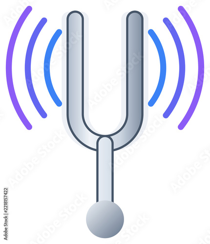 Tuning fork vibrating with sound waves icon