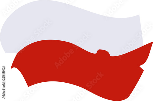 Waving flag of Poland vector illustration isolated on white background. Polish national bicolor flag with white and red horizontal stripes for news, travel, history, and educational materials.