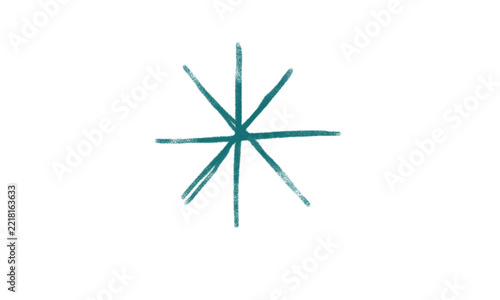 Handdrawn teal starburst symbol isolated on transparent background