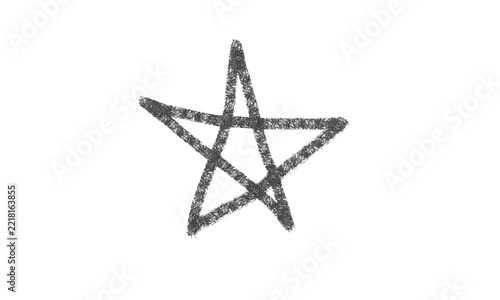 Handdrawn charcoal style star isolated on transparent background