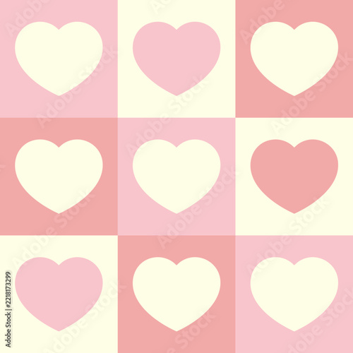 geometric seamless pattern with pink hearts