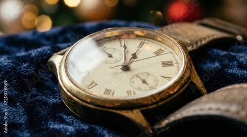Happy New Year countdown clock on a vintage watch