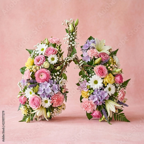 Floral Lungs Arrangement Breath of Life Spring Blooms Respiratory Health Concept
