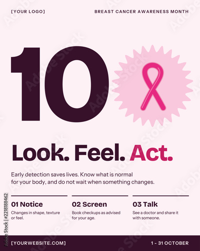 Empowering Early Detection: Breast Cancer Awareness Month Health Campaign Poster