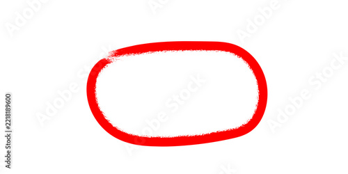 Hand drawn red brush stroke circle frame isolated on a white background for design elements