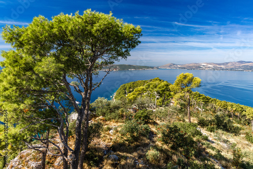 Panoramic view of Ciovo Island from the observation tower on Marjan Hill