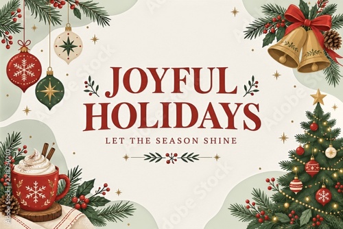Joyful Holidays Message With Decorations and Winter Elements for Festive Season