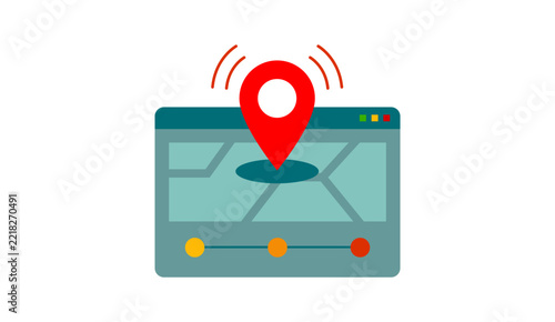 GPS Navigation Map Icon with Location Pin Marker Vector Illustration Isolated on White Background