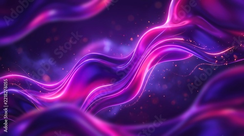 Abstract Futuristic Background with Glowing Purple and Magenta Fluid Waves