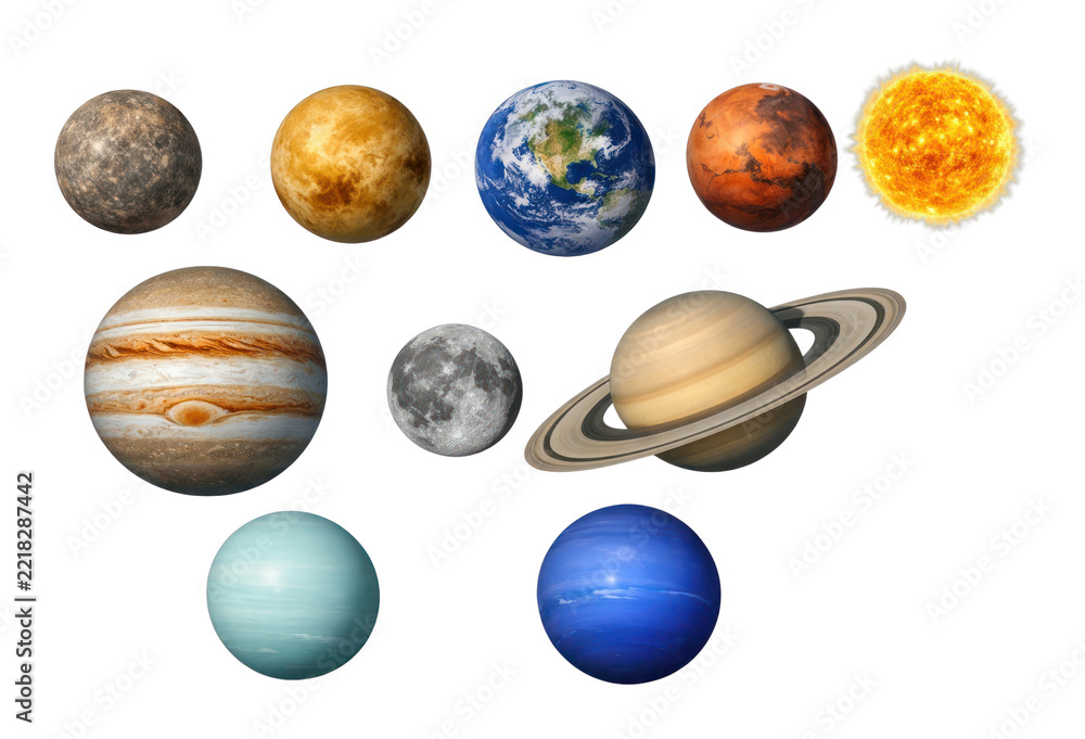 Fototapeta premium PNG Solar system planets and sun illustration