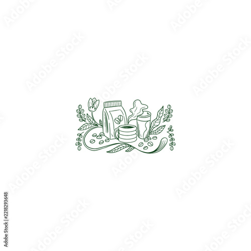 Abstract Botanical Winter Holiday Foliage Decorative Line Art Illustration Symbol Element