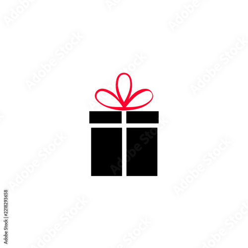 Creative Black Christmas Gift Box With Red Ribbon Holiday Illustration SVG Design