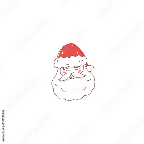 Creative Cute Santa Claus Face Christmas Winter Holiday Illustration Line Art Design