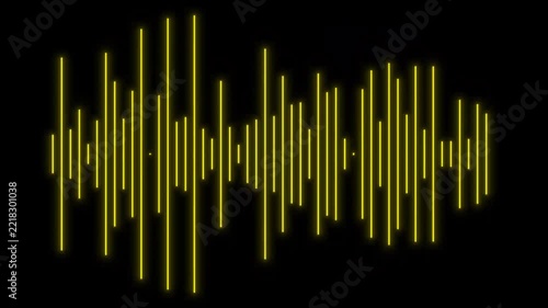 Glowing yellow audio waveform animation moving on a black background