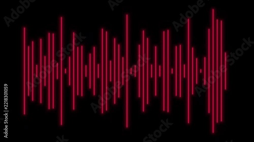 Red glowing audio waveform visualization moving on a black background