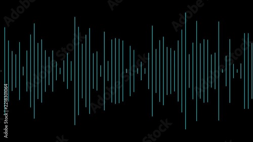 Digital audio wave visualization with blue vertical lines moving on a