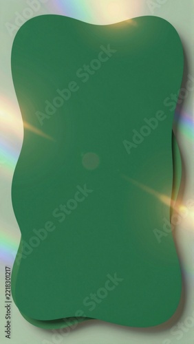 abstract digital art piece green background center large curved shape appears multiple layers different shades green shape slightly tilted right creating sense depth dimension background gradient