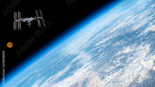 iss068e045017 (Feb. 2, 2023) -- The waxing gibbous Moon is pictured above Earth's horizon from the International Space Station as it orbited 260 miles above eastern China near the Yellow Sea coast, Ve