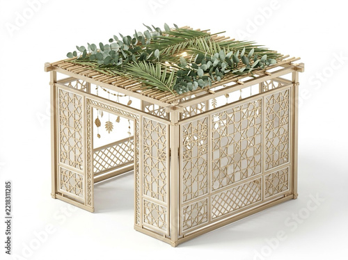 Sukkah Isolated – Traditional Jewish Holiday Shelter, Sukkot Architecture and 3D Design