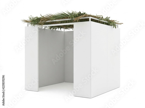 Sukkah Isolated – Traditional Jewish Holiday Shelter, Sukkot Architecture and 3D Design