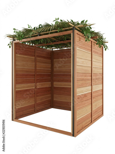 Sukkah Isolated – Traditional Jewish Holiday Shelter, Sukkot Architecture and 3D Design
