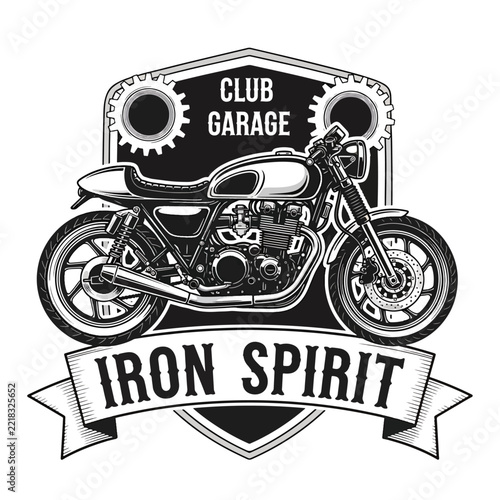 Vintage Motorcycle Club Garage Emblem Design.