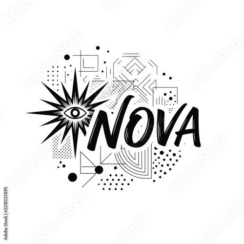 Abstract Nova Logo with Geometric Patterns.