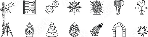Navigation and natural elements line icons