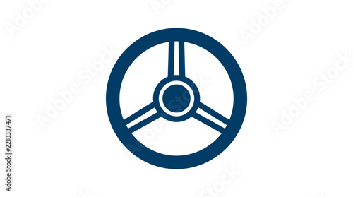 A simple dark blue steering wheel icon isolated on a white background