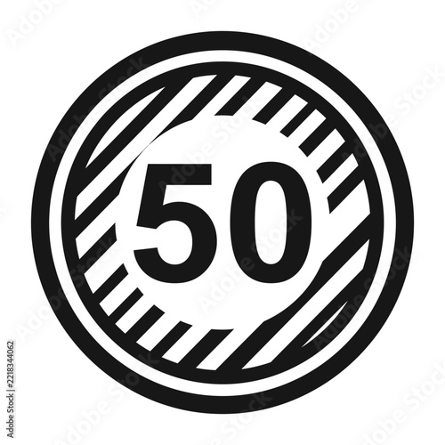 A black and white circular road sign indicating a speed limit of 50.