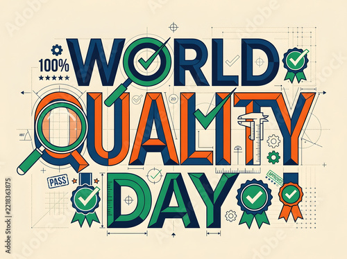 World quality day colorful vintage text illustration