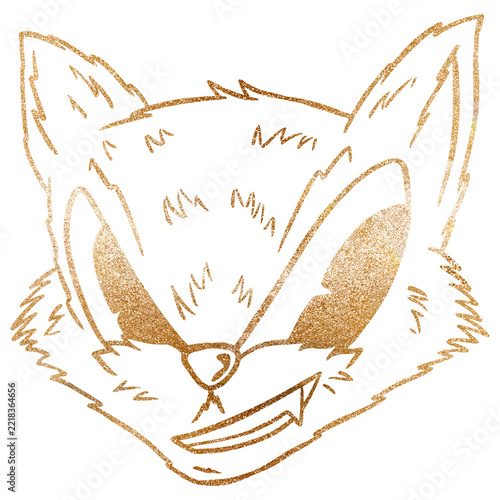 Golden cunning fox sticker overlay design resource