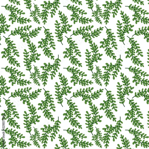 Simple nature inspired seamless pattern featuring delicate green plants