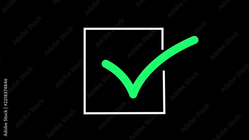 Check mark icon animation video, tick confirm correct accept checkbox ...