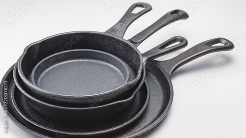 Cast Iron Skillet Stacked, Cookware Detail Shot
