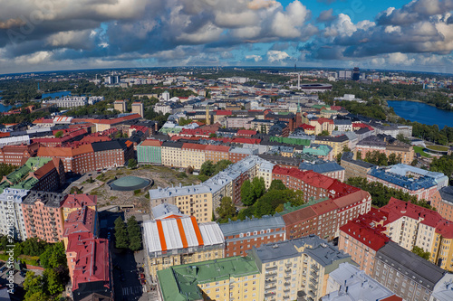 Obraz na plátně Aerial Drone View of Helsinki, Finland