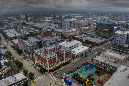 Aerial Drone View of Everett, Washington