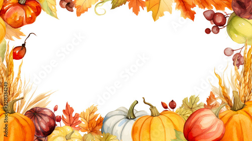 Watercolor style fall harvest card design