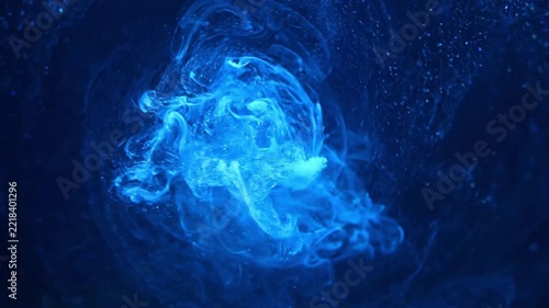 Abstract Blue Microplastic Particle Vortex Symbolizing Soil and Water Contamination