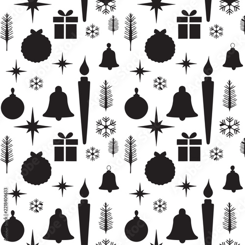 Advent Christmas Candles and Winter Seamless Silhouette Pattern