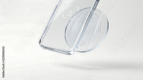 Modern smartphone with clear fingerprint sensor close-up